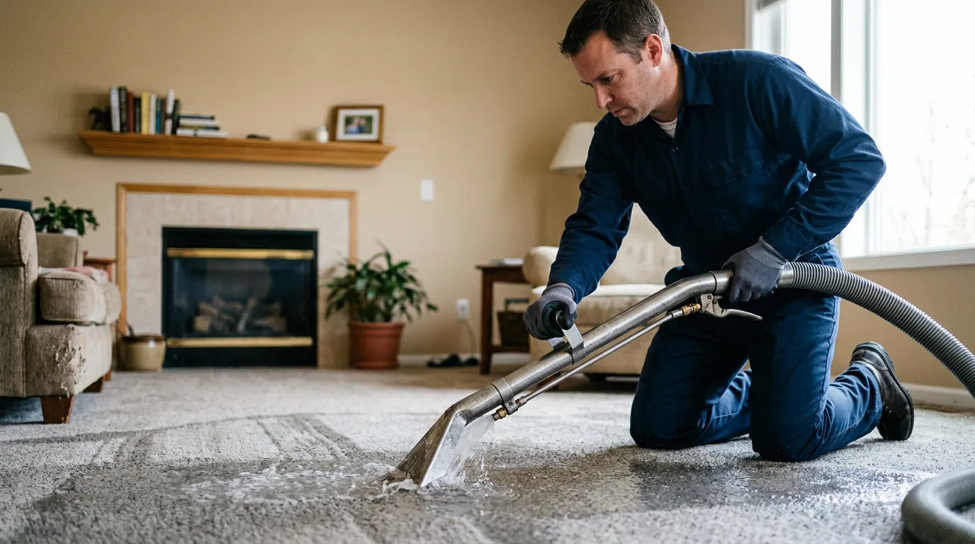 Water damage restoration technician working near Lakeville, CT